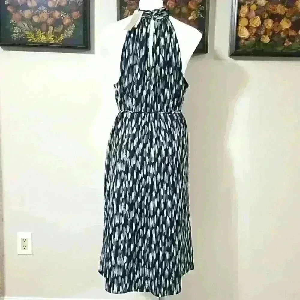 Twist-Neck Satin Midi Dress - Picture 12 of 14